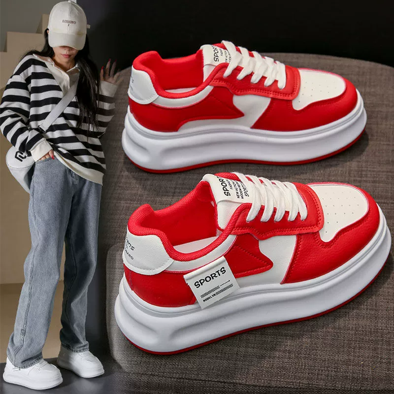 Tide, white shoes platform, fashionable universal footwear, sneakers, city style