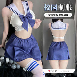 纯欲校园情趣内衣性感战袍诱惑制服约会睡衣激情免脱制服套装2903