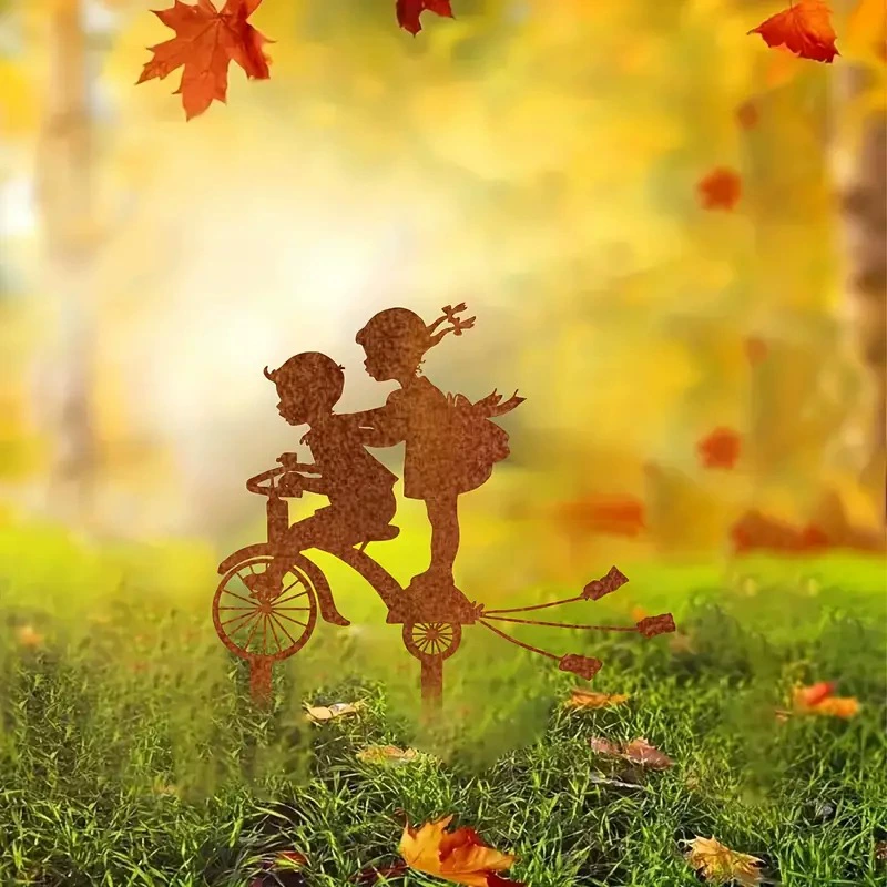 Трансграничные велосипеды для мальчиков и девочек, украшение в виде силуэта, уличный сад, ржавые металлические поделки, железные украшения для двора