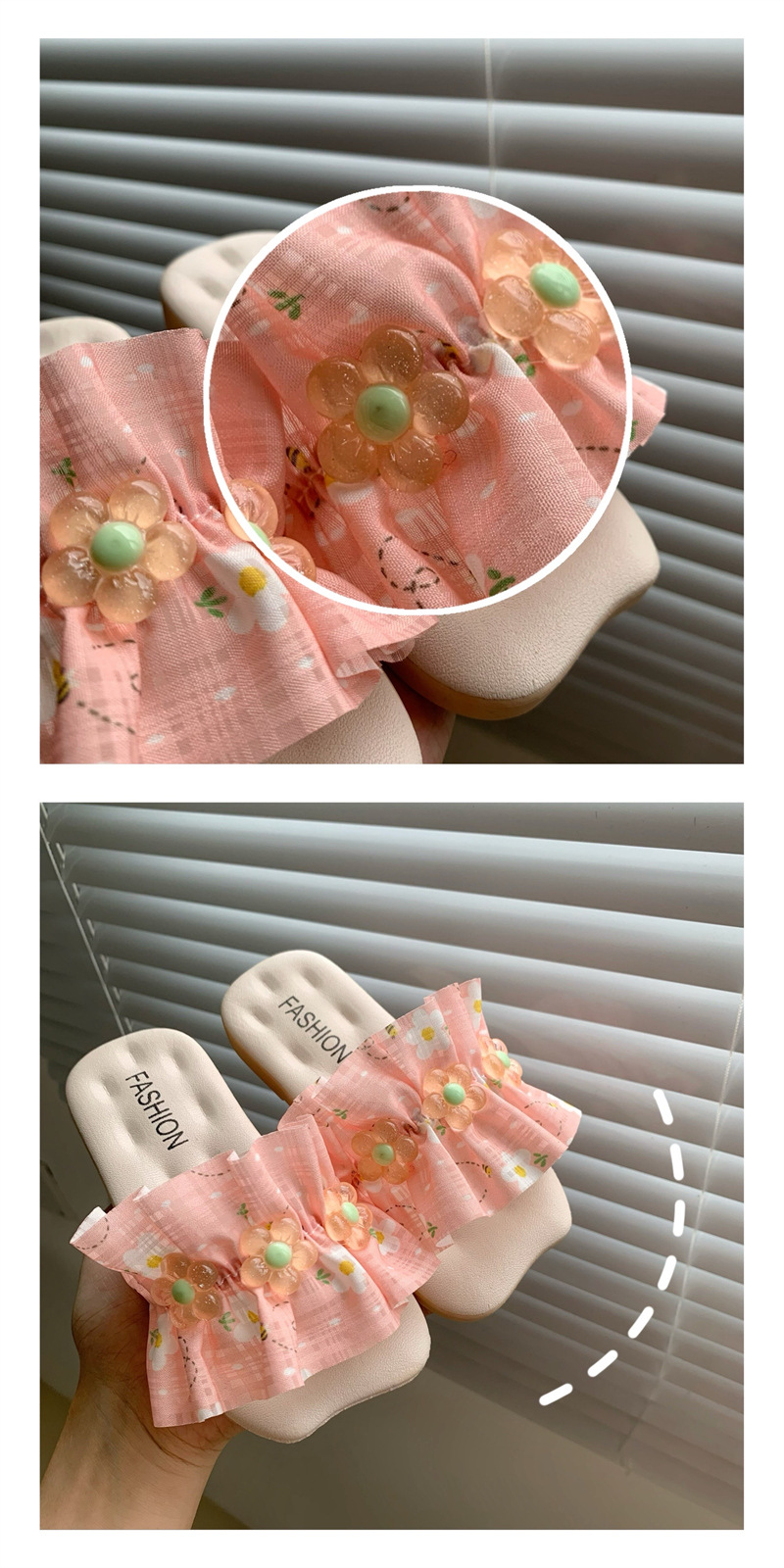 Søte sandaler i fe-stil med lotuskant og blomsterprinsesse, flat bunn, for jenter i alderen 3–11 år, sommer_voghion.com