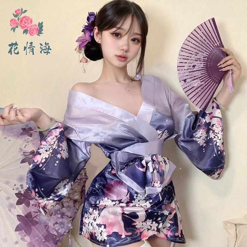 花情海 Sexy нижнее белье сексуальное глубокое V ретро наряд лиса мечта 2D японское кимоно A515