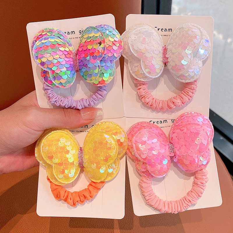 22g Weight Hair Tie Hair Accessories Type 1 Piece Quantity Cute Girl'S Colorful Butterfly Cloth Hair Tie