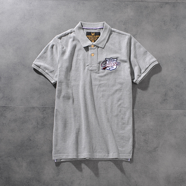 Modern banner American minimalist embroidered men's turn collar short-sleeve POLO shirt half-sleeve M702 3