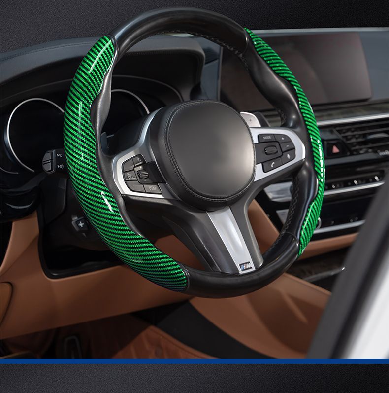 Car steering wheel cover laser pattern carbon fiber pattern car handle cover waterproof sweat-proof non-slip car steering wheel card cover