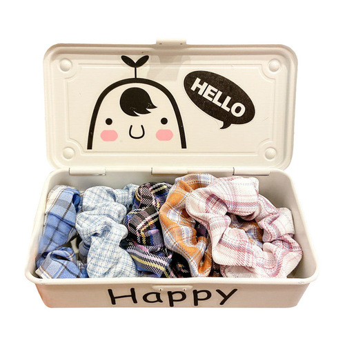 BM Internet celebrity French large intestine hair tie fresh plaid retro simple Korean version versatile fabric hair rope fat intestine head rope for women