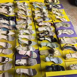 杂款女凉鞋公主鞋蝴蝶结带钻小板鞋混合百搭堆堆鞋混批外贸爆单款