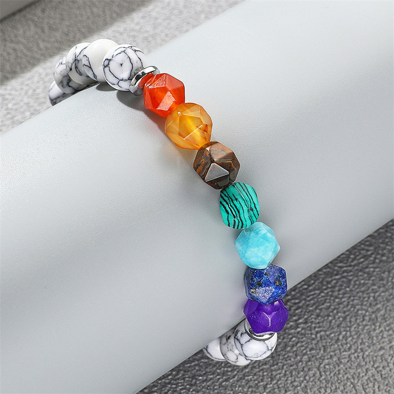 Pulsera de piedra volcánica de 8MM con cuentas de Europa y América colorida pulsera de corte de Pino Blanco
