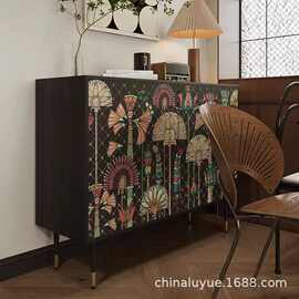 美式现代客厅家用实木柜餐边柜现代简约厨房收纳置物玄关柜