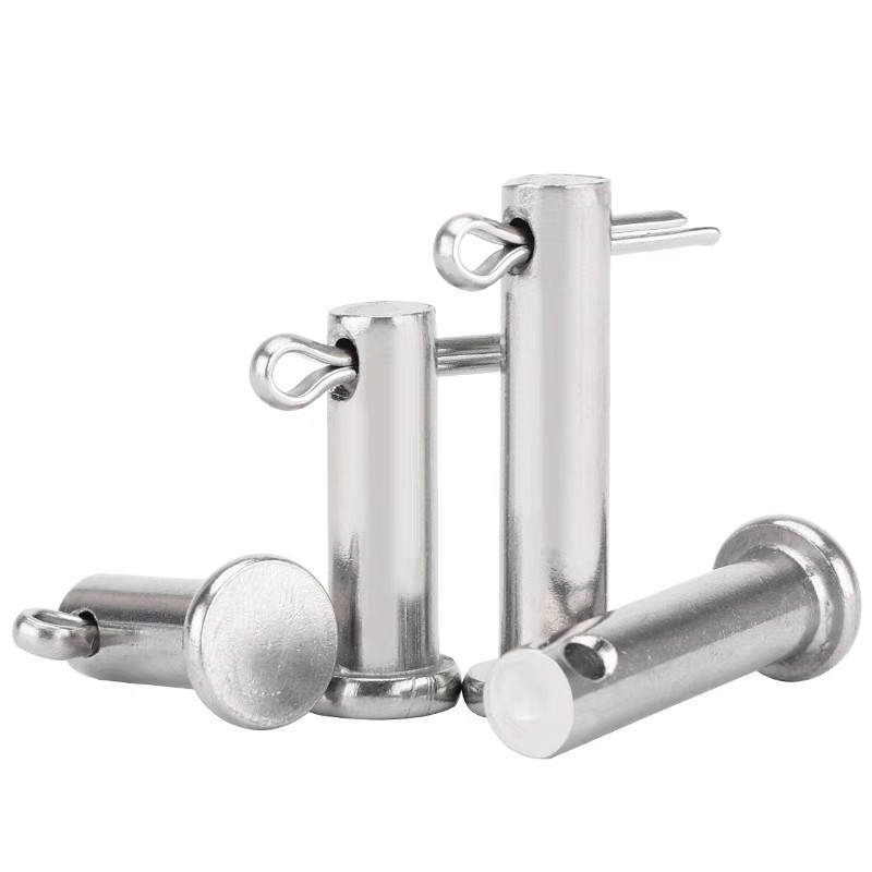 304不锈钢销轴平头带孔销插销钉圆柱定位销子M3M4M5M6M8M10-M20mm