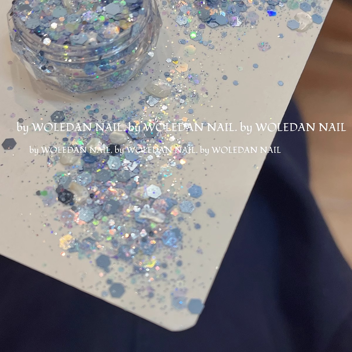 偏光爆闪蓝色美甲亮片贝壳片混合闪粉穿戴甲饰品配件diy素材装饰