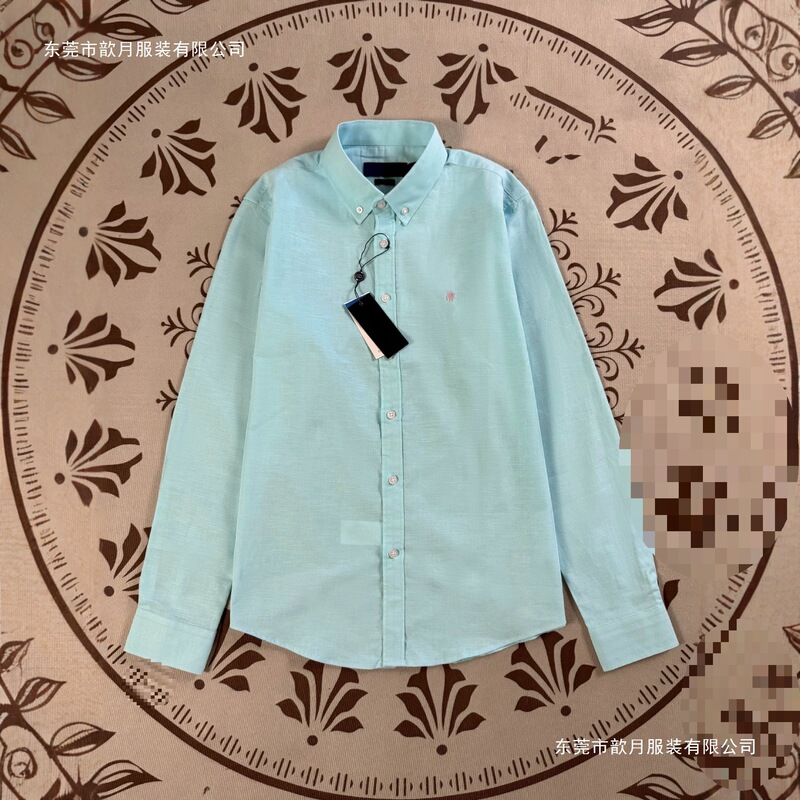 Laf Pony Logo Linen Qr Code Scannable Couple's Long Sleeve Sun Protection Shirt Embroidered Spring and Autumn Shirt for Women