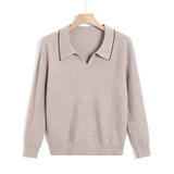 2025年新款中老年女裝針織衫純色翻領(lǐng)T恤年輕媽媽裝毛衣秋冬打底，女裝針織衫/毛衣，妃慕昵服飾