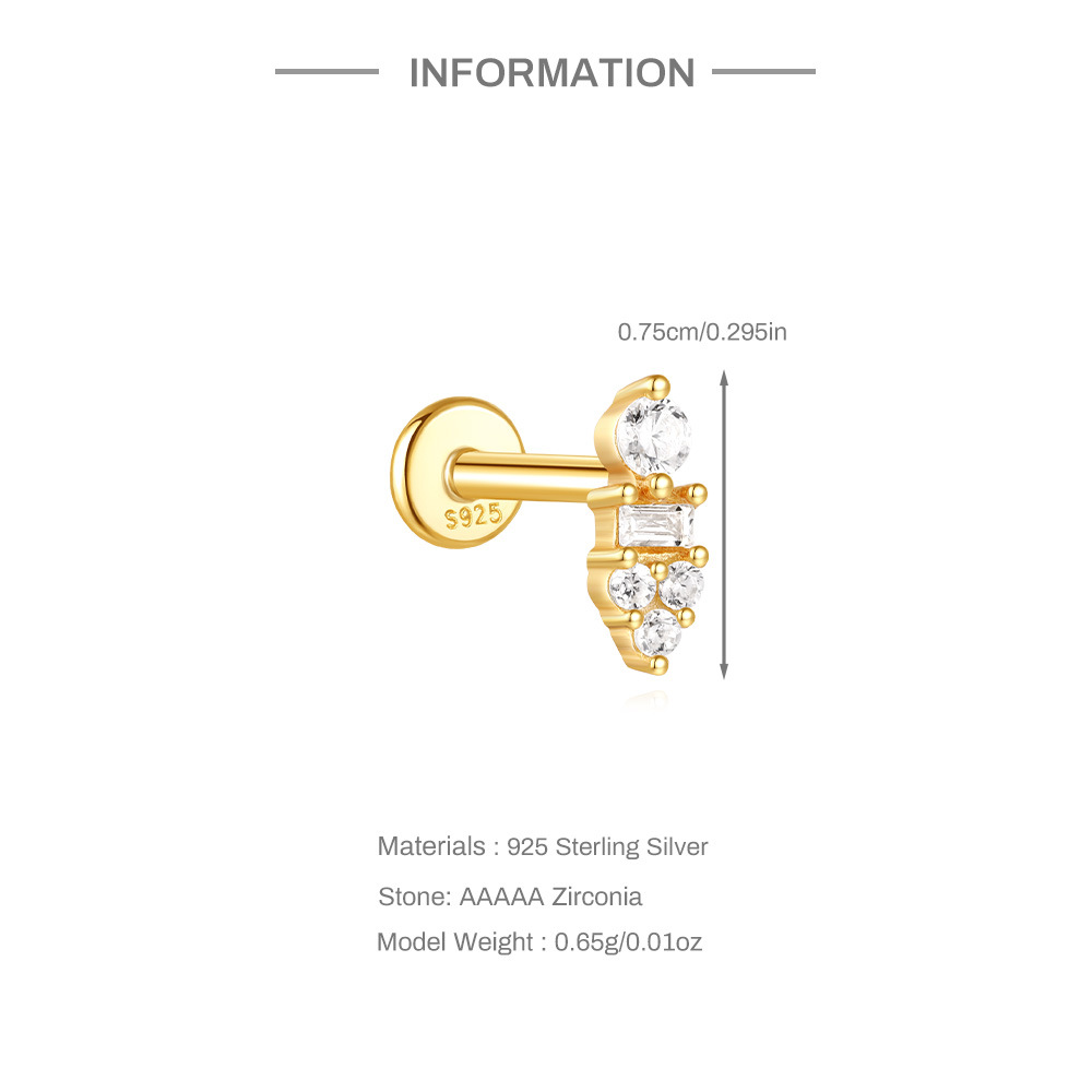 2g Weight Zircon Inlay Material Ear Studs Classification Ear Cartilage Rings & Studs Piercing Type 1 Piece Quantity Daily Occasion 925 Sterling Silver Material Geometric Pattern All Seasons Season Unisex Gender Simple Style Style 1 Piece Ear Cartilage Rings & Studs Simple Style Geometric 925 Sterling Silver Zircon Ear Cartilage Rings & Studs 9