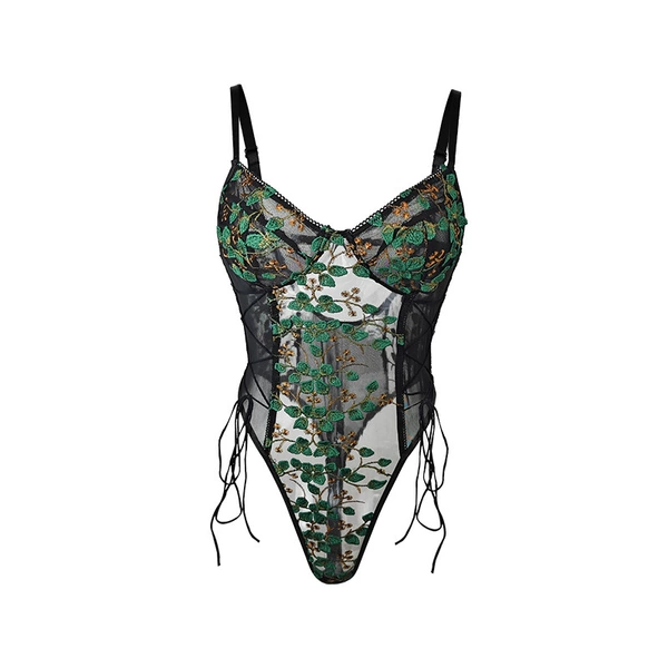Black and green (no steel rings, no breast pads, hidden buckles in the crotch)