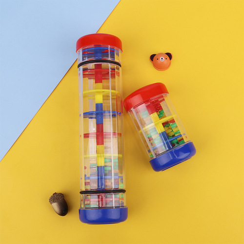 Rain sound tube Orff sand tube hearing training rain sound tube plastic toy hand-cranked rain sound tube rainbow hourglass