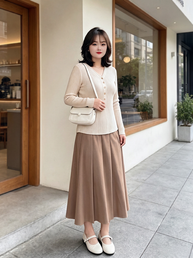 65-160kg Plus-Size Women's Knitwear Pleated Skirt 2026 Spring and Autumn New Style Gentle Style Two-Piece Set for Slightly Chubby Women 65-160kg Plus-Size Women's Knitwear Pleated Skirt 2026 Spring and Autumn New Style Gentle Style Two-Piece Set for Slightly Chubby Women