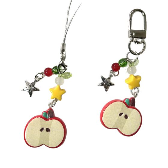 Original fresh and cute apple chain mobile phone chain beaded pendant camera chain cute ins heart niche pendant