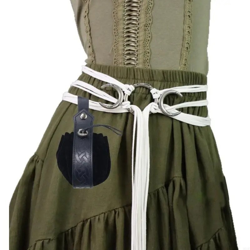 흰색 해와 달 벨트 + 검정색 허리 가방