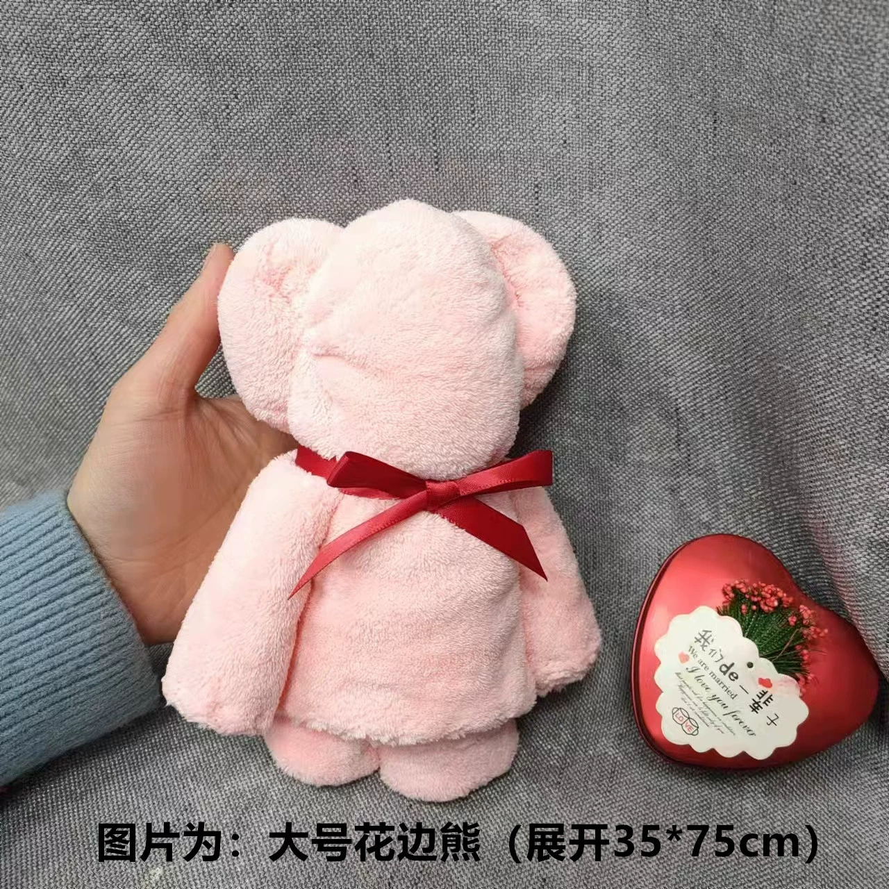 Small coral towel, with little bears, Birthday gift, wholesale