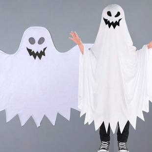 New Halloween Ghost Face Children's Costume Cloak Cosplay Elf White Ghost Costume