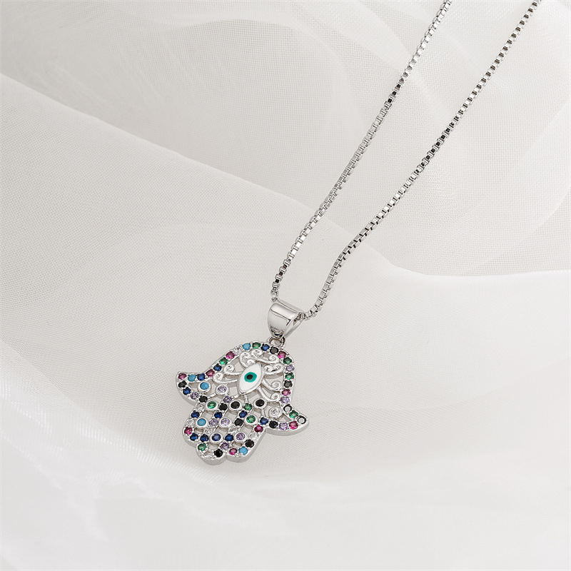 Fashion Geometric Copper Inlay Zircon Necklace