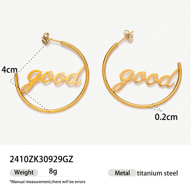 TENA estilo de estilo simple personalidad auriculares de acero inoxidable de oro 18K corte inglés aretes redondos para mujeres nuevas