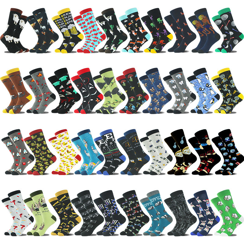 Foreign Trade Cross-Border Original Copyright Medical Police Animal Illustration Trendy Socks Large Size Cotton Men's Socks Manufacturer Wholesale