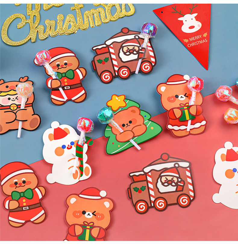 Ins Cartoon Cute Christmas Candy Children Diy Message Decoration Greeting Card display picture 4
