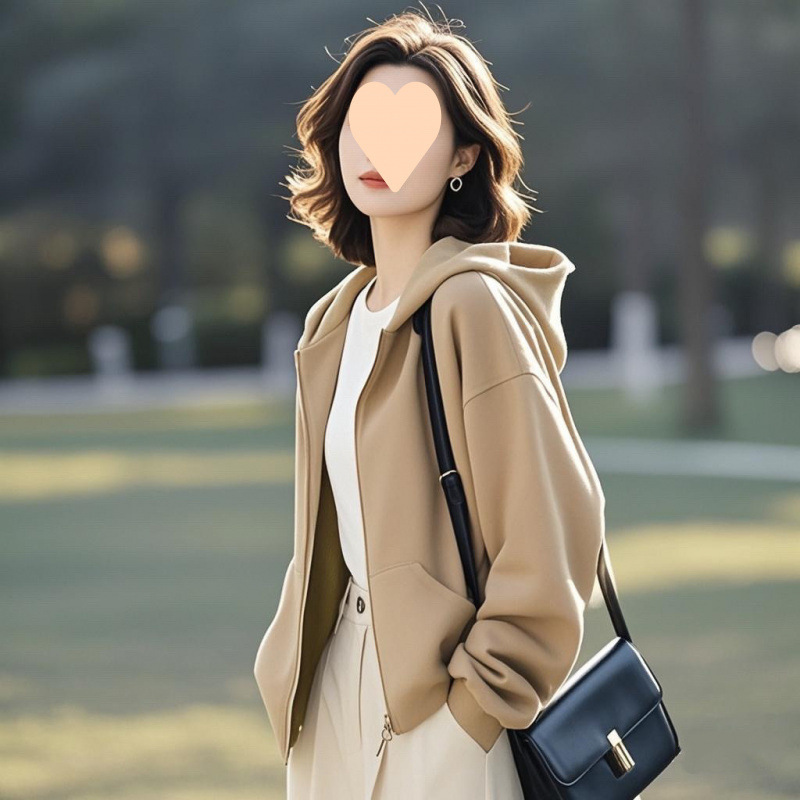 2025早春新款小个子设计感百搭高级小众不撞款绿色开衫卫衣外套女|undefined