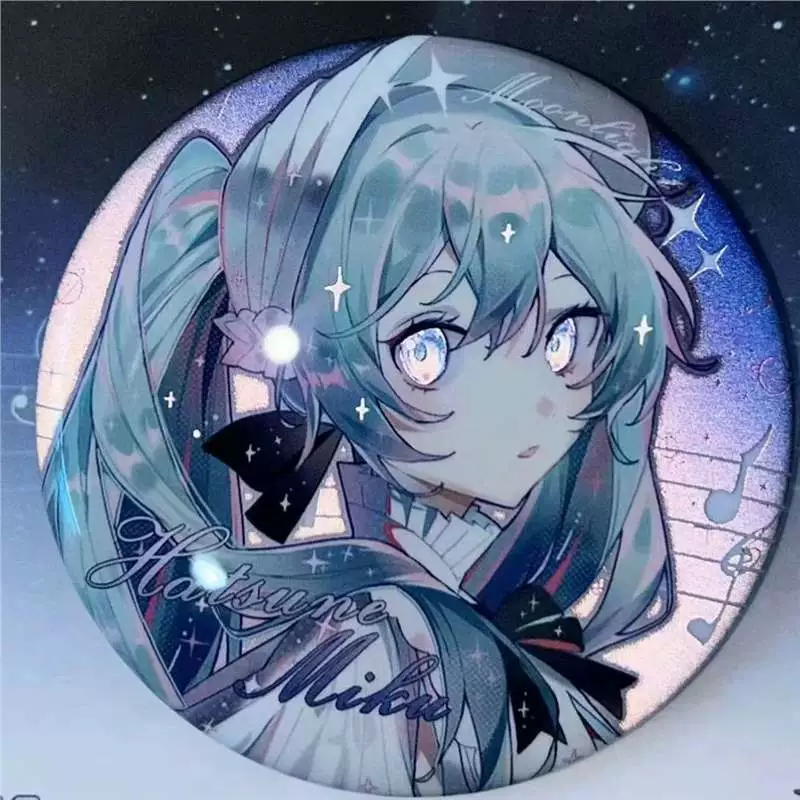 Значок (Hatsune Miku) с двойным голографическим эффектом, с подставкой, лимитированная коллекция