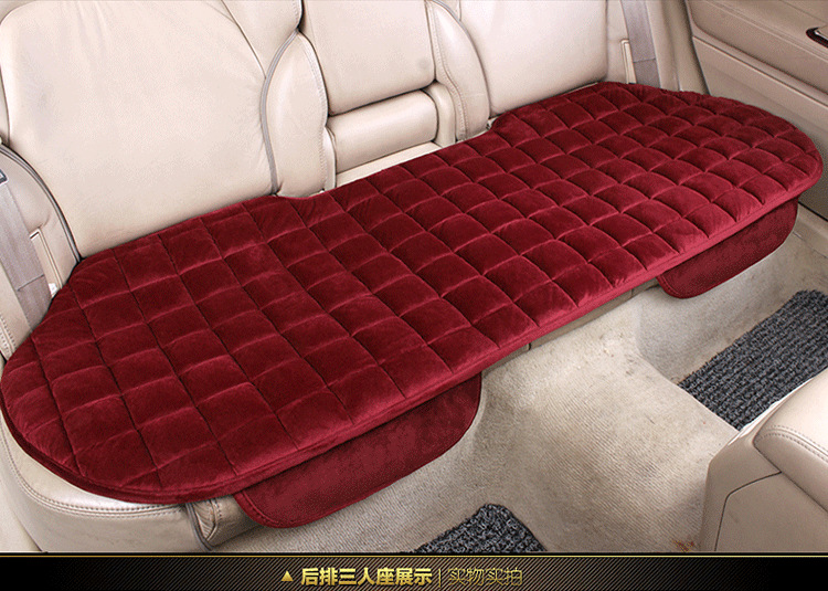 Car seat cushion winter short plush non-slip three-piece set, rear single-piece small three-piece checkered plush car seat pad