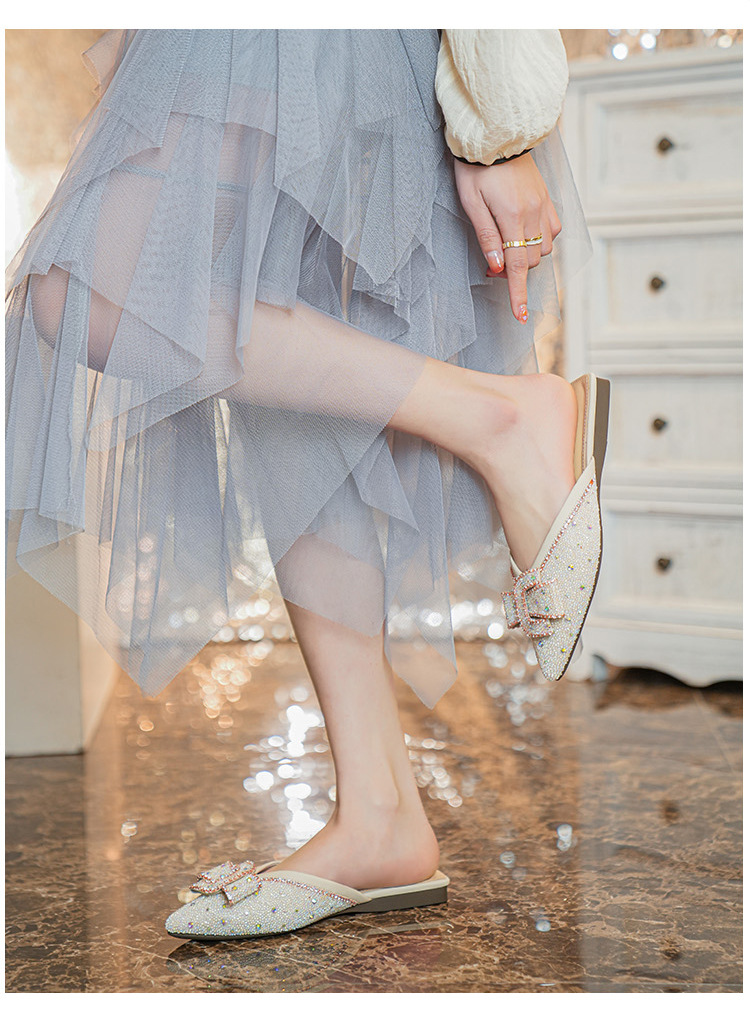 2023 spring and summer new outerwear all-match net red low-heeled sandals pointed toe Muller drag_voghion.com