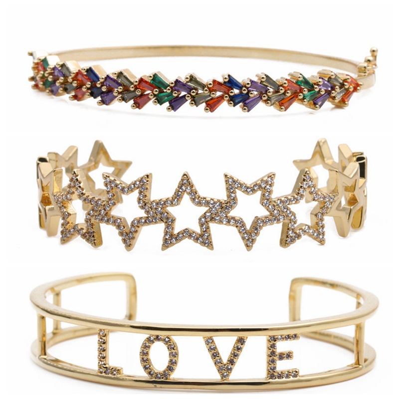 Pulsera de moda europea y americana simple estrella en forma de corazón pulsera hip hop metal punk estilo amor pulsera abierta joyería