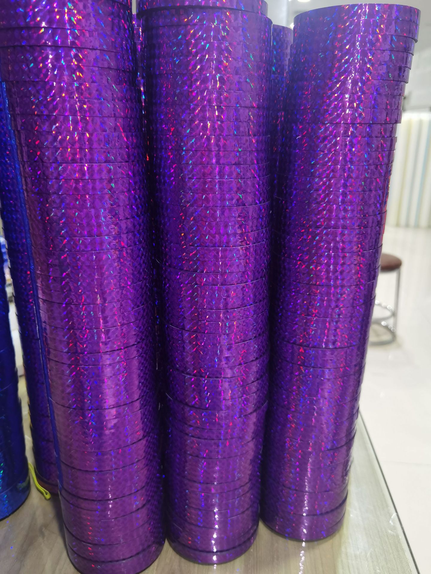 Cinta láser de color, decoración de aparejos de pesca, baquetas de hula hoop, regalo de boda, estudiantes DY, papel de color intermitente, borde