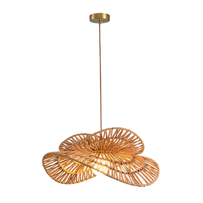 Sombrero de paja lámpara de mimbre lámpara de comedor retro zen estilo japonés estilo silencioso sala de té estudio cama y desayuno bar lámparas de cuerda de cáñamo