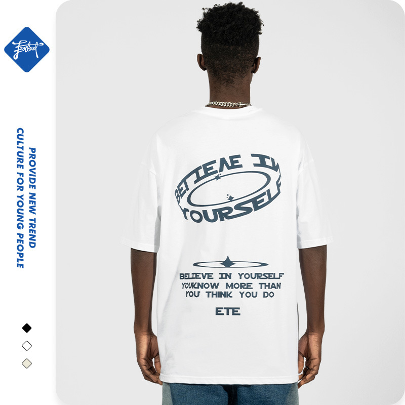 China-chique verão novo estilo manga curta masculina solta camiseta de algodão grande ins mesma moda casal top_voghion.com