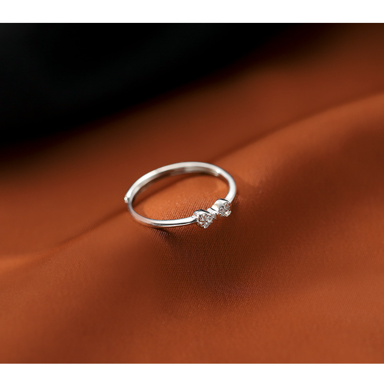 S925 Silver Bow Zircon Ring