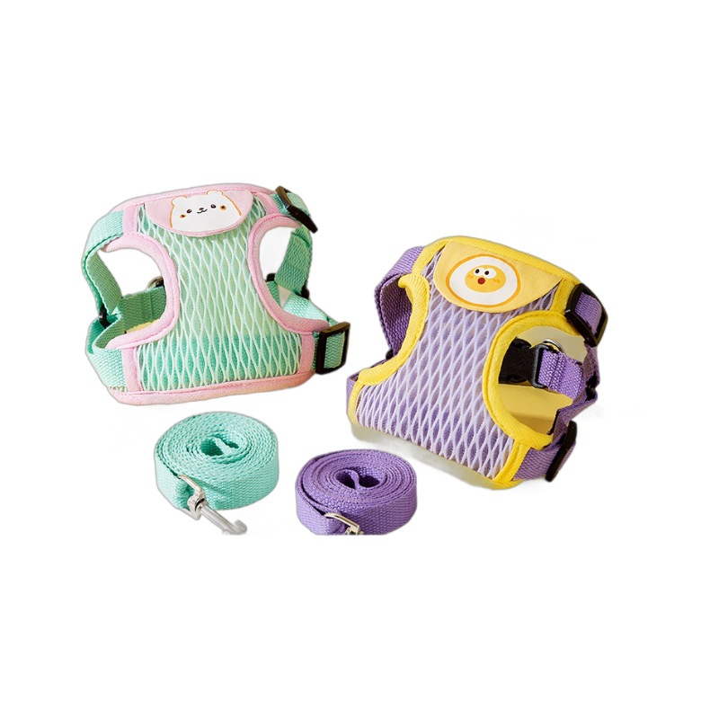 Cuerda de tracción transpirable de dibujos animados para perros, correa para el pecho para mascotas