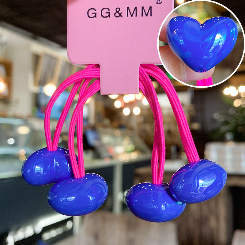 20g Weight Hair Tie Hair Accessories Type 2 Pieces Per Card Quantity Holiday, Daily Occasion Acrylic Material Color Block, Heart Shape Pattern Kid'S Gender Cute, Sweet Style Cute Sweet Kid'S Color Block Heart Shape Arylic Hair Tie 23