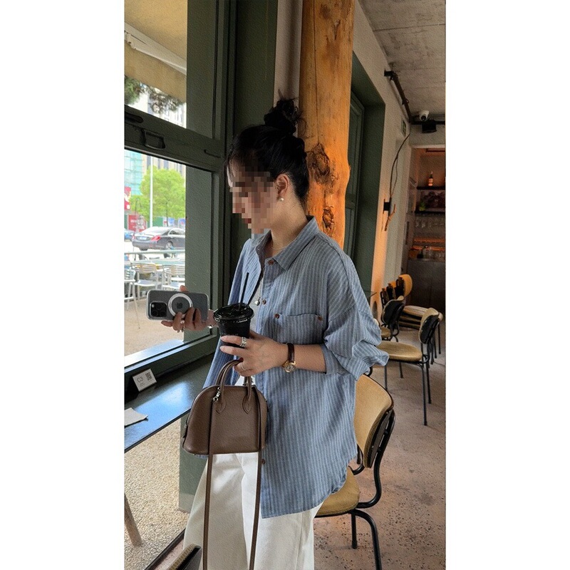 Korean Style Spring & Fall New "Sea Salt Shirt" Double-Layer Cotton Yarn Double-Sided Jacquard Quality Sun Protection Long-Sleeved Shirt for Women