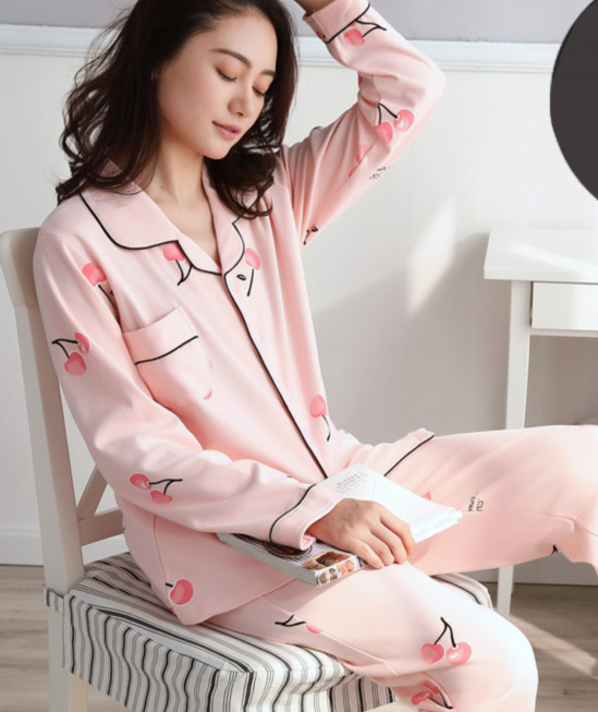 100% Pijama de algodón de manga larga para mujer traje de primavera y otoño cardigan de verano más el tamaño de mediana edad ropa para el hogar