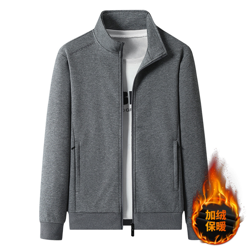 Suéter de algodón para hombres otoño y invierno nuevo estilo de cuello vertical de alta calidad deportes casuales con cremallera cardigan con chaqueta de vello de moda