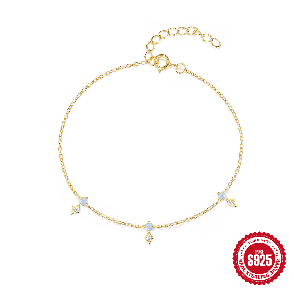 Europeo y americano transfronterizo S925 estrellas de plata esterlina azul estilo explosivo temperamento ins estilo simple apilado todo fósforo pulsera exquisita