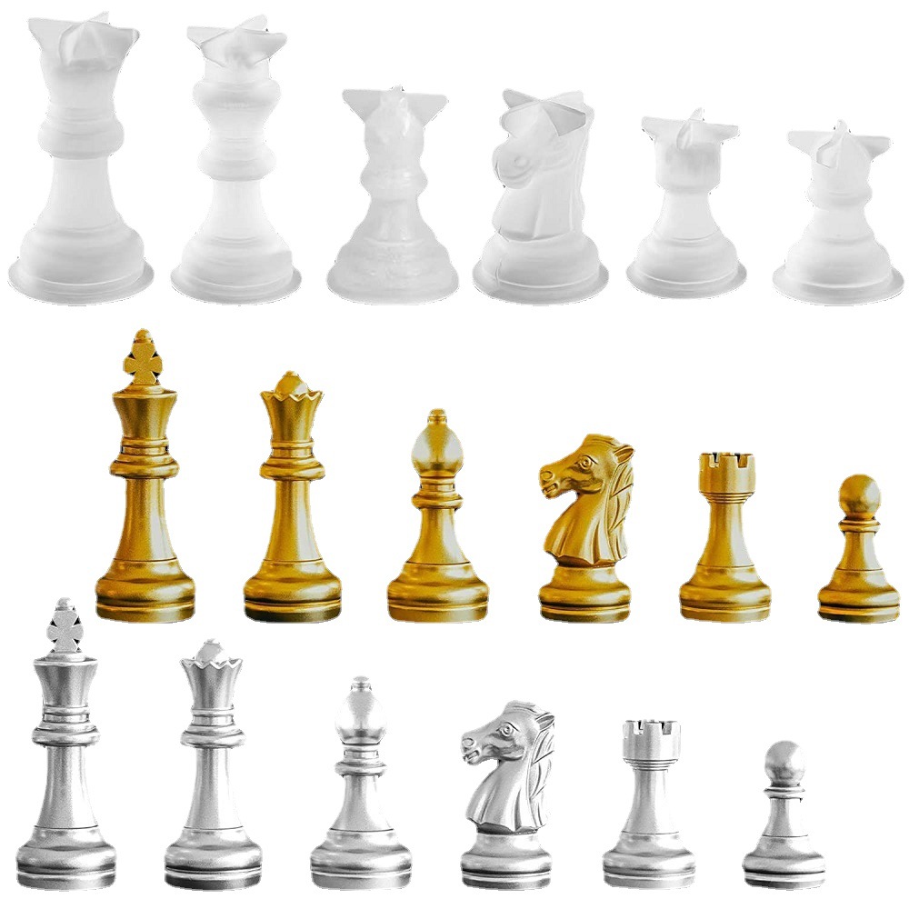 diy象棋水晶滴胶模具 镜面立体国际象棋镜面硅胶树脂模具