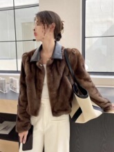 秋冬新款皮草女短款外套整貂年轻款皮毛一体水貂貂皮大衣