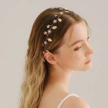 新娘发饰婚纱礼服头饰简约沙滩风ins小众设计感手工珍珠星星发带