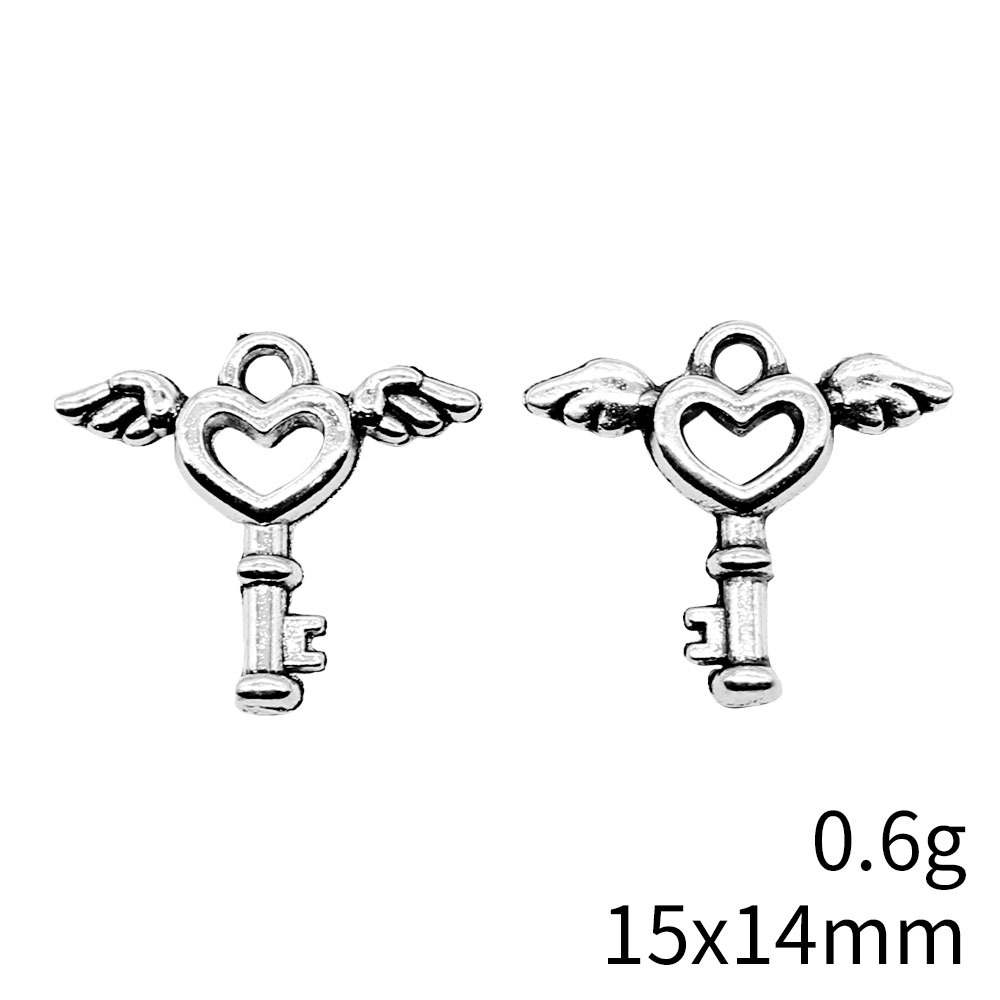 1g Weight Pendant Jewelry Making Type DIY Jewelry Accessories Classification 1 Piece Quantity Alloy Material Heart Shape, Wings, Key Pattern Plating Design Retro Style 1 Piece Alloy Heart Shape Wings Key Pendant 4