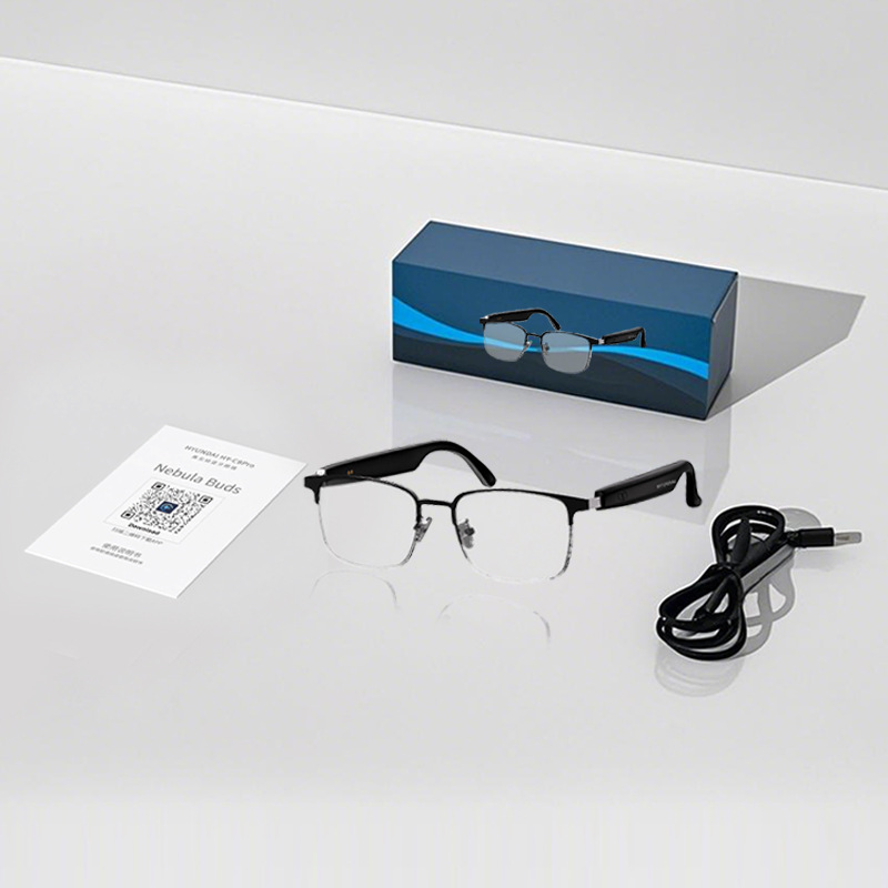 Modern HY-G9 AI Smart Translation Gafas de tecnología negra Traducción de conferencias en tiempo real en 144 idiomas Auriculares inalámbricos