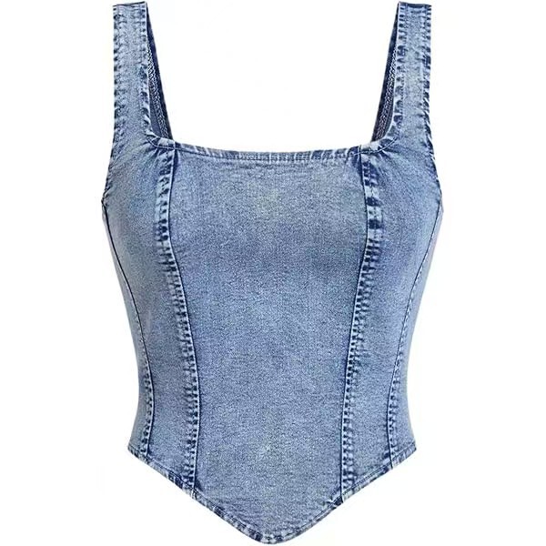 2026 New European and American Style Denim Camisole for Women, Slim Fit, Zipper Design, Hot Girl Style Short Top