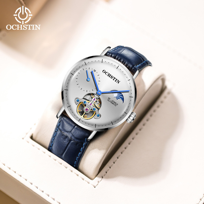 Ochstin月像透かし彫り飛輪機械時計男性時計全自動生放送クロスボーダービジネスベルト機械腕時計|undefined